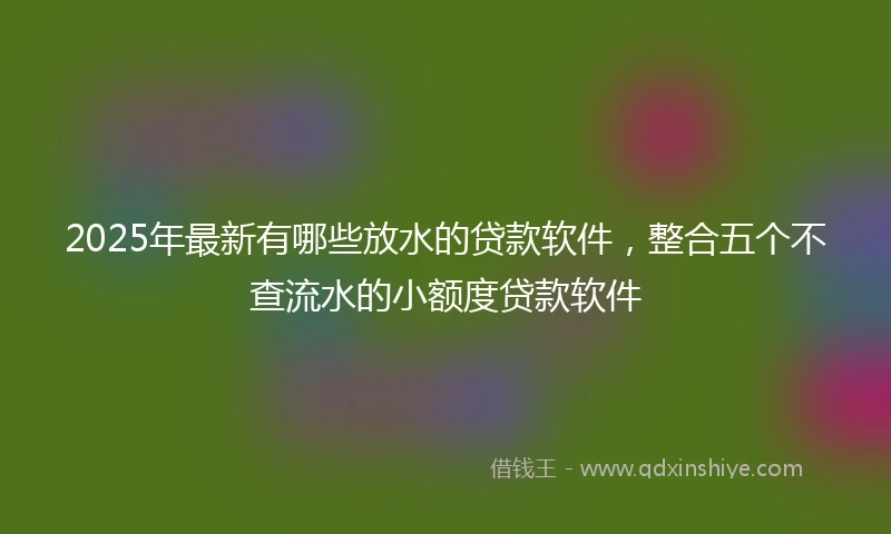 2025年最新有哪些放水的贷款软件，整合五个不查流水的小额度贷款软件