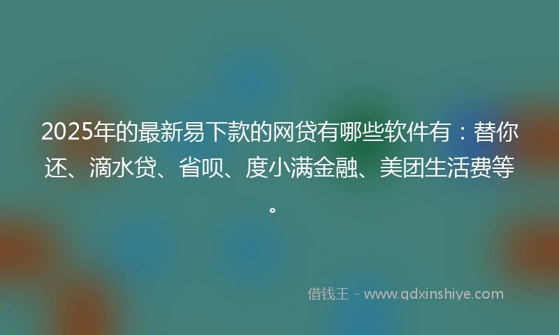2025年的最新易下款的网贷有哪些软件有：替你还、滴水贷、省呗、度小满金融、美团生活费等。