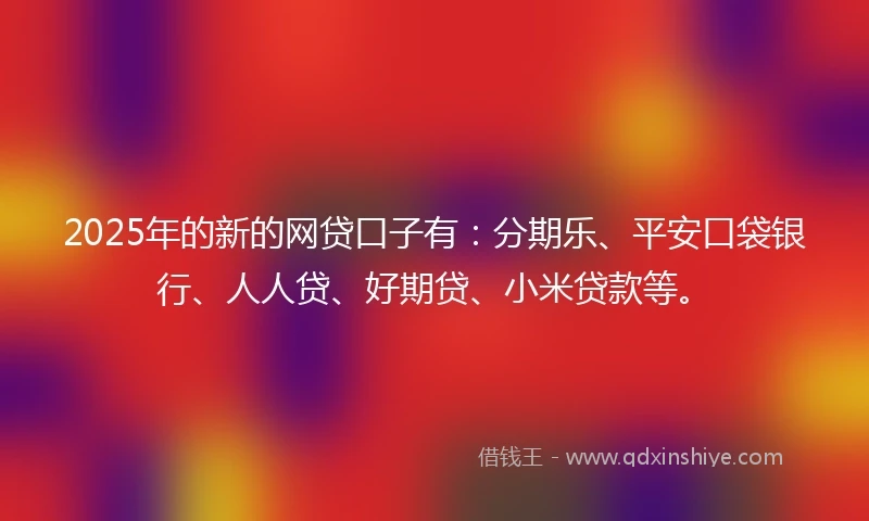 2025年的新的网贷口子有：分期乐、平安口袋银行、人人贷、好期贷、小米贷款等。