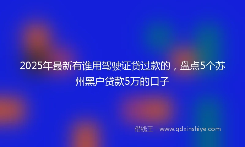 2025年最新有谁用驾驶证贷过款的，盘点5个苏州黑户贷款5万的口子