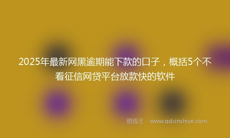 2025年最新网黑逾期能下款的口子，概括5个不看征信网贷平台放款快的软件