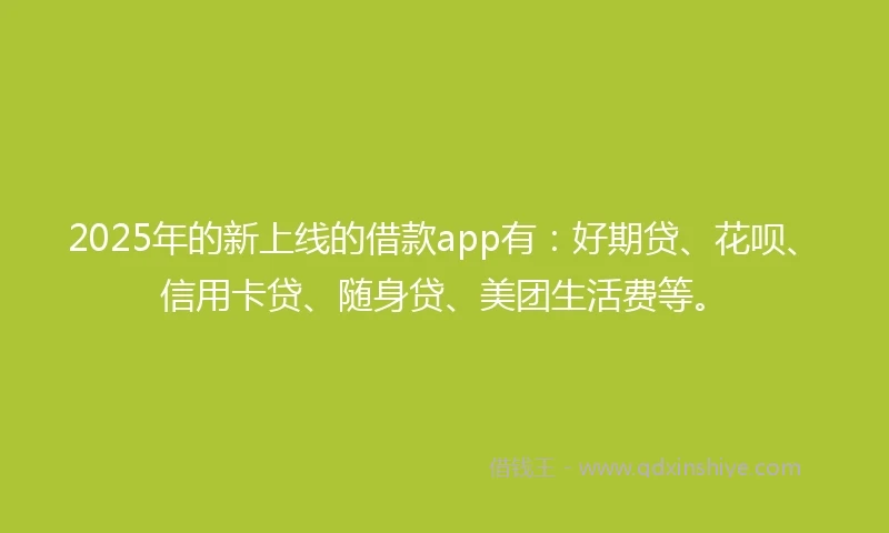 2025年的新上线的借款app有：好期贷、花呗、信用卡贷、随身贷、美团生活费等。