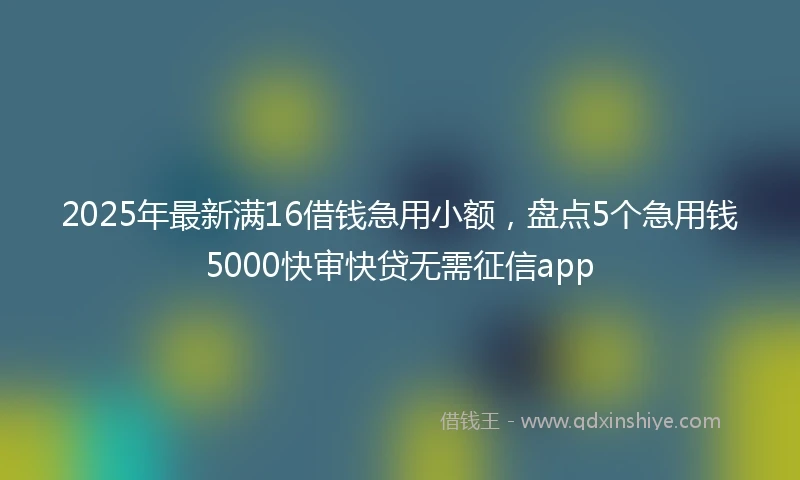 2025年最新满16借钱急用小额，盘点5个急用钱5000快审快贷无需征信app