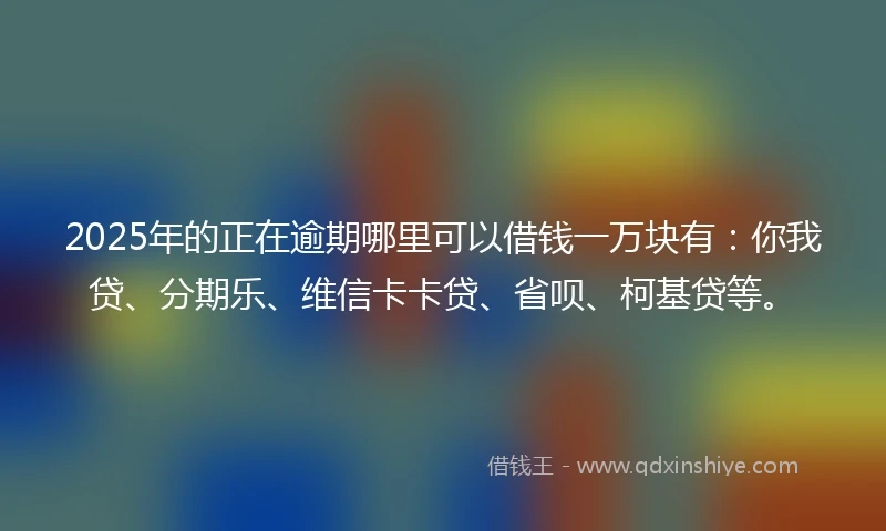 2025年的正在逾期哪里可以借钱一万块有：你我贷、分期乐、维信卡卡贷、省呗、柯基贷等。