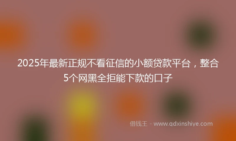 2025年最新正规不看征信的小额贷款平台，整合5个网黑全拒能下款的口子