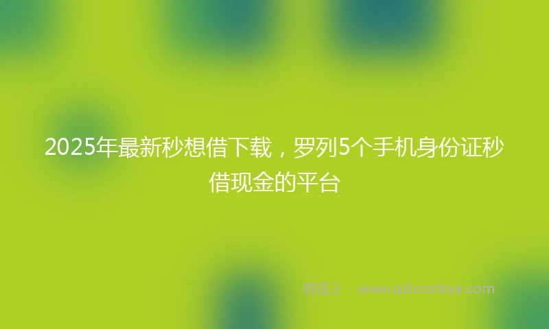2025年最新秒想借下载，罗列5个手机身份证秒借现金的平台