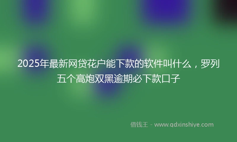 2025年最新网贷花户能下款的软件叫什么，罗列五个高炮双黑逾期必下款口子