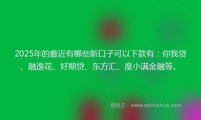 2025年的最近有哪些新口子可以下款有：你我贷、融逸花、好期贷、东方汇、度小满金融等。