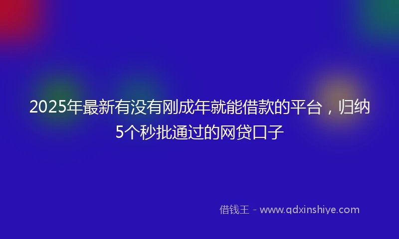 2025年最新有没有刚成年就能借款的平台，归纳5个秒批通过的网贷口子