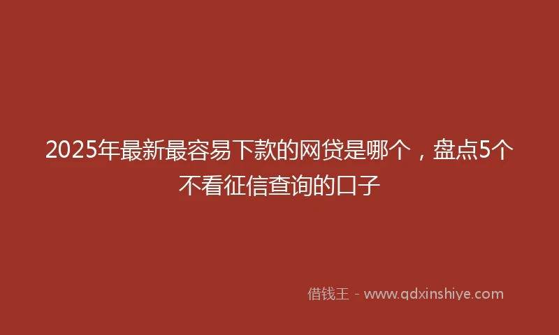 2025年最新最容易下款的网贷是哪个，盘点5个不看征信查询的口子
