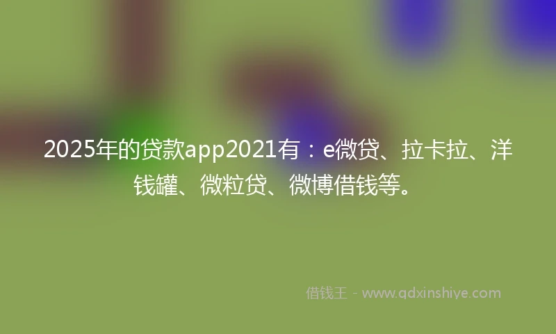 2025年的贷款app2021有：e微贷、拉卡拉、洋钱罐、微粒贷、微博借钱等。