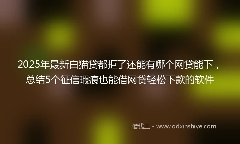 2025年最新白猫贷都拒了还能有哪个网贷能下，总结5个征信瑕疵也能借网贷轻松下款的软件