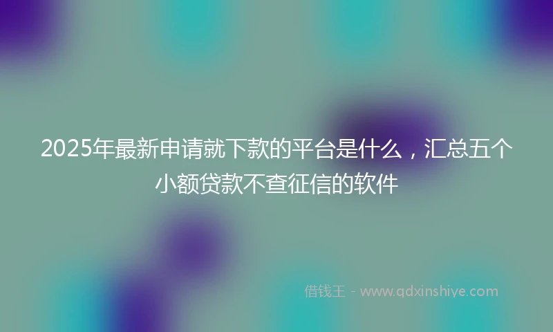 2025年最新申请就下款的平台是什么，汇总五个小额贷款不查征信的软件