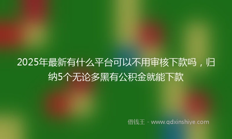 2025年最新有什么平台可以不用审核下款吗，归纳5个无论多黑有公积金就能下款