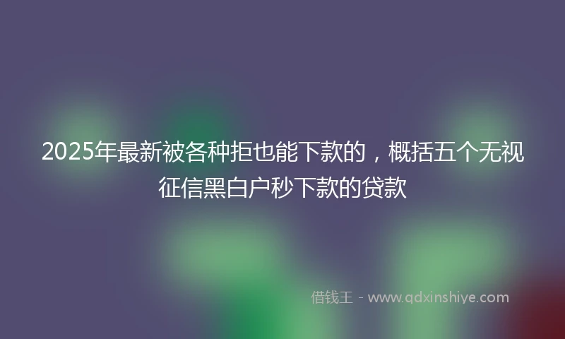 2025年最新被各种拒也能下款的，概括五个无视征信黑白户秒下款的贷款