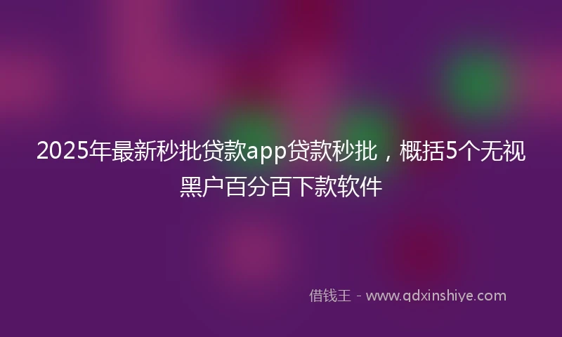2025年最新秒批贷款app贷款秒批，概括5个无视黑户百分百下款软件