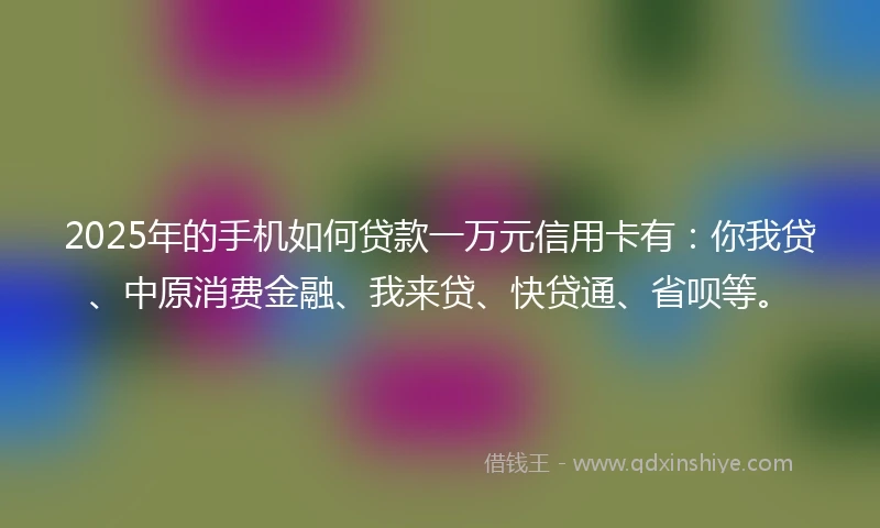 2025年的手机如何贷款一万元信用卡有：你我贷、中原消费金融、我来贷、快贷通、省呗等。