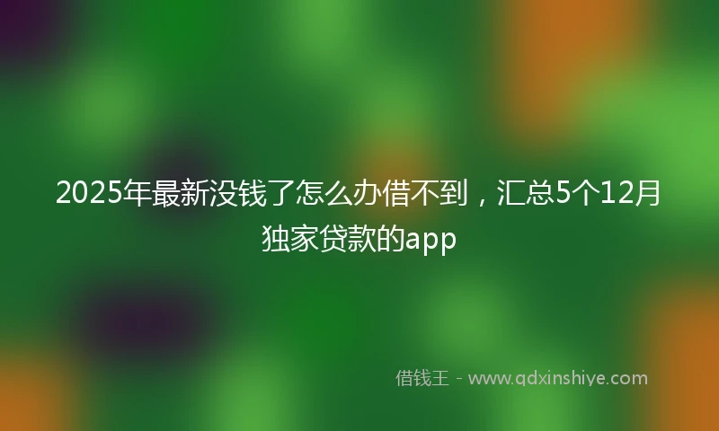 2025年最新没钱了怎么办借不到，汇总5个12月独家贷款的app