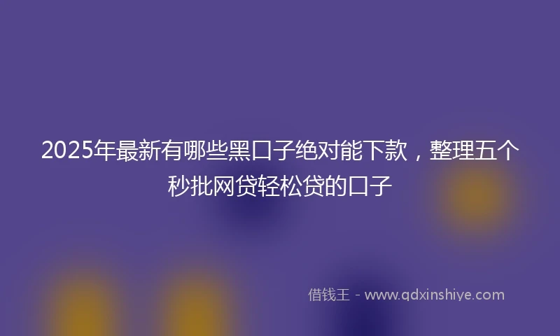 2025年最新有哪些黑口子绝对能下款，整理五个秒批网贷轻松贷的口子