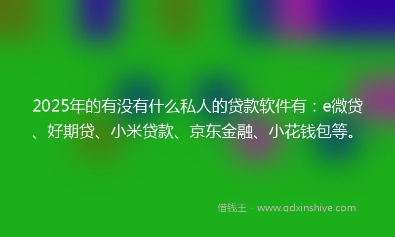2025年的有没有什么私人的贷款软件有：e微贷、好期贷、小米贷款、京东金融、小花钱包等。