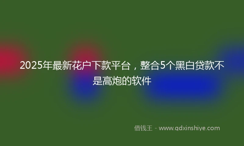 2025年最新花户下款平台，整合5个黑白贷款不是高炮的软件