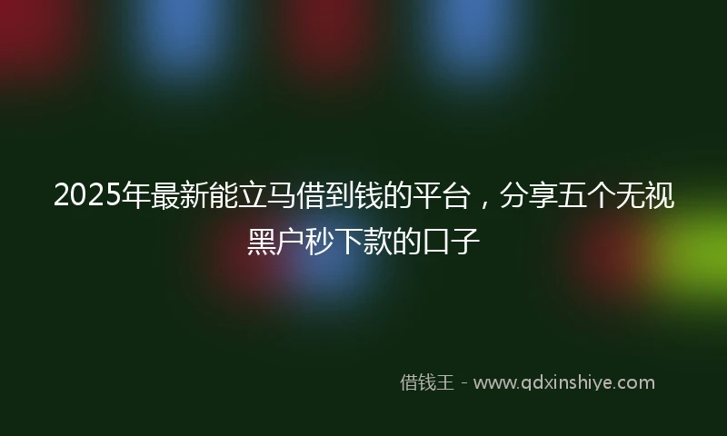 2025年最新能立马借到钱的平台，分享五个无视黑户秒下款的口子
