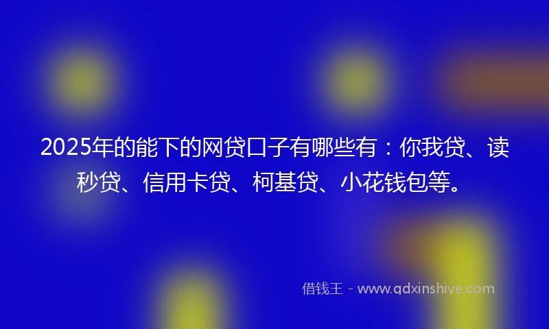 2025年的能下的网贷口子有哪些有：你我贷、读秒贷、信用卡贷、柯基贷、小花钱包等。