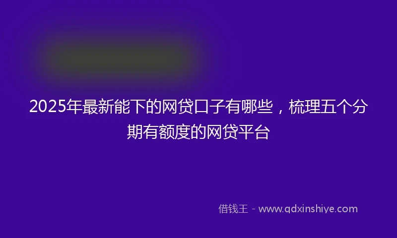 2025年最新能下的网贷口子有哪些，梳理五个分期有额度的网贷平台