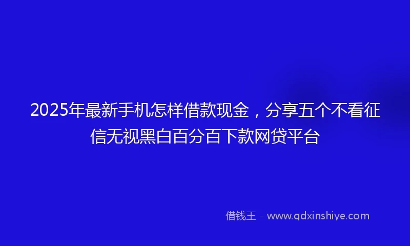 2025年最新手机怎样借款现金，分享五个不看征信无视黑白百分百下款网贷平台