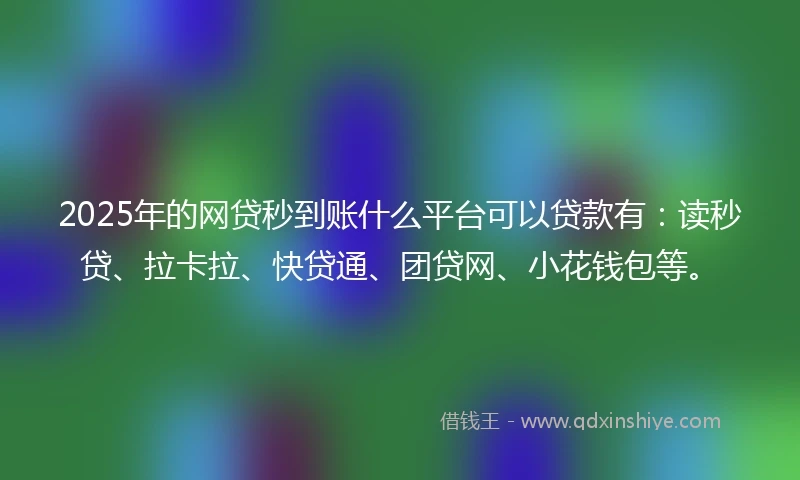 2025年的网贷秒到账什么平台可以贷款有：读秒贷、拉卡拉、快贷通、团贷网、小花钱包等。