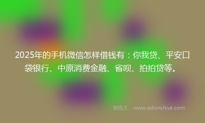 2025年的手机微信怎样借钱有：你我贷、平安口袋银行、中原消费金融、省呗、拍拍贷等。
