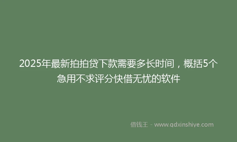 2025年最新拍拍贷下款需要多长时间，概括5个急用不求评分快借无忧的软件