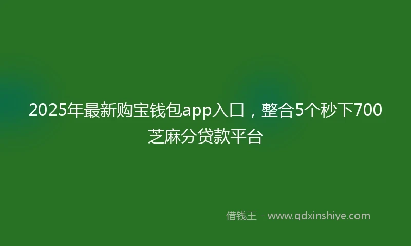 2025年最新购宝钱包app入口，整合5个秒下700芝麻分贷款平台