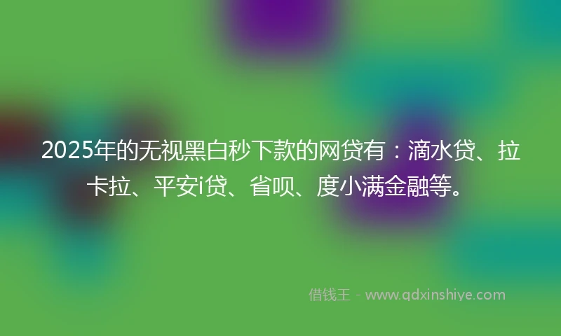 2025年的无视黑白秒下款的网贷有：滴水贷、拉卡拉、平安i贷、省呗、度小满金融等。
