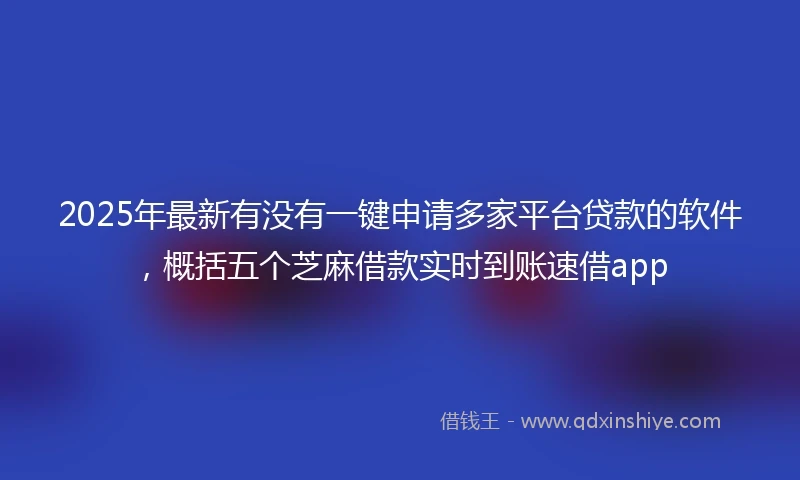 2025年最新有没有一键申请多家平台贷款的软件，概括五个芝麻借款实时到账速借app