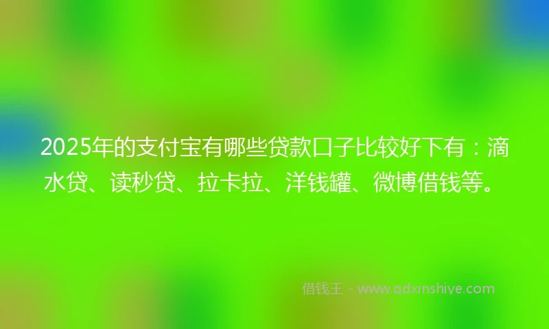 2025年的支付宝有哪些贷款口子比较好下有：滴水贷、读秒贷、拉卡拉、洋钱罐、微博借钱等。