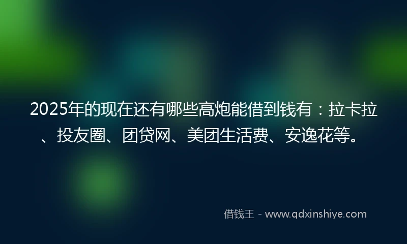 2025年的现在还有哪些高炮能借到钱有：拉卡拉、投友圈、团贷网、美团生活费、安逸花等。