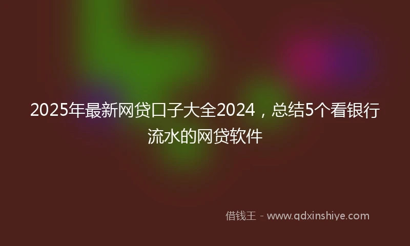 2025年最新网贷口子大全2024，总结5个看银行流水的网贷软件