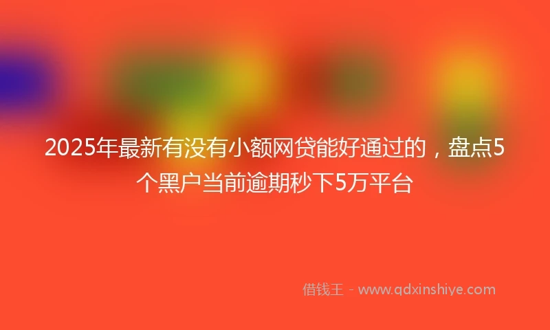 2025年最新有没有小额网贷能好通过的，盘点5个黑户当前逾期秒下5万平台