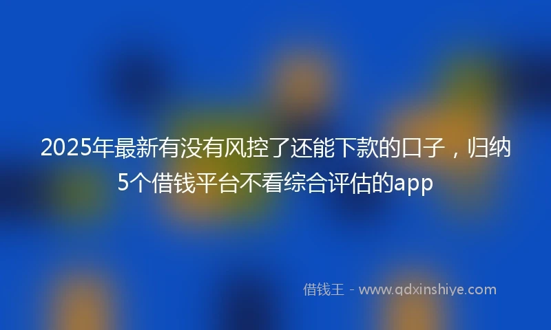 2025年最新有没有风控了还能下款的口子，归纳5个借钱平台不看综合评估的app