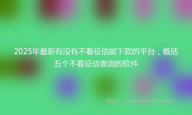 2025年最新有没有不看征信能下款的平台，概括五个不看征信查询的软件
