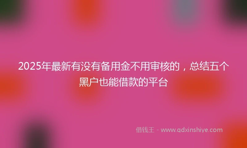 2025年最新有没有备用金不用审核的，总结五个黑户也能借款的平台