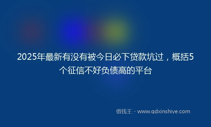 2025年最新有没有被今日必下贷款坑过，概括5个征信不好负债高的平台