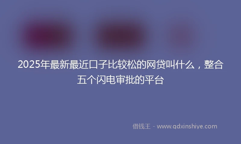 2025年最新最近口子比较松的网贷叫什么，整合五个闪电审批的平台