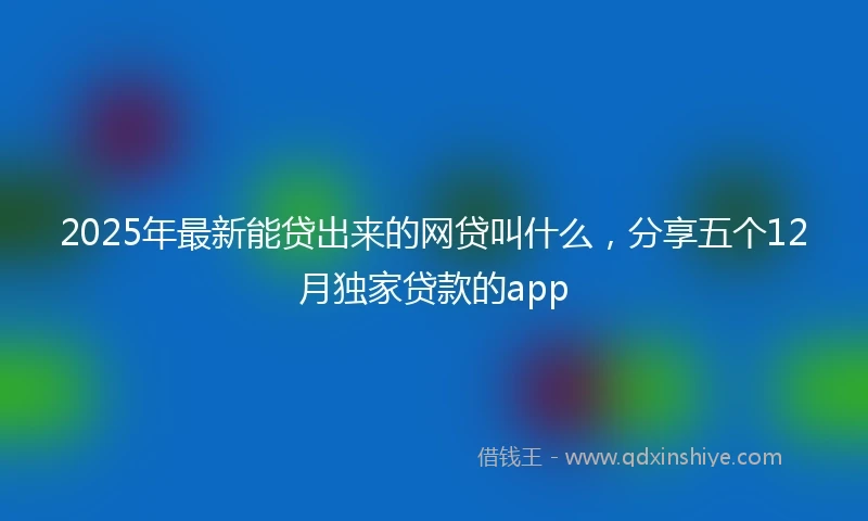 2025年最新能贷出来的网贷叫什么，分享五个12月独家贷款的app