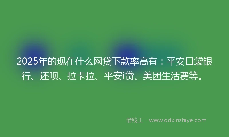 2025年的现在什么网贷下款率高有：平安口袋银行、还呗、拉卡拉、平安i贷、美团生活费等。