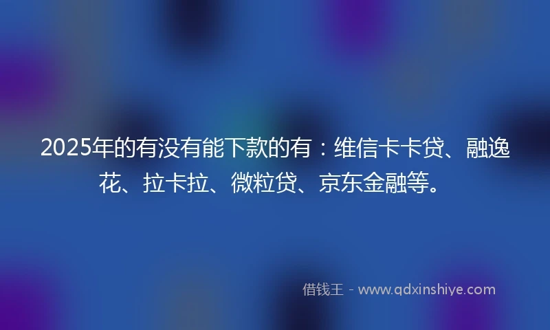 2025年的有没有能下款的有：维信卡卡贷、融逸花、拉卡拉、微粒贷、京东金融等。
