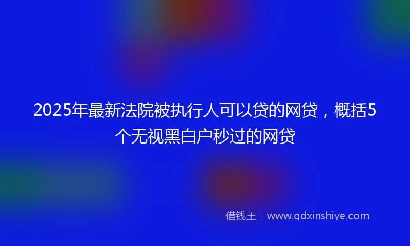 2025年最新法院被执行人可以贷的网贷，概括5个无视黑白户秒过的网贷