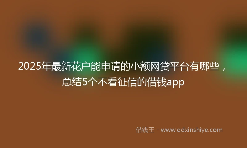 2025年最新花户能申请的小额网贷平台有哪些,总结5个不看征信的借钱app