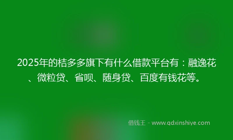 2025年的桔多多旗下有什么借款平台有：融逸花、微粒贷、省呗、随身贷、百度有钱花等。